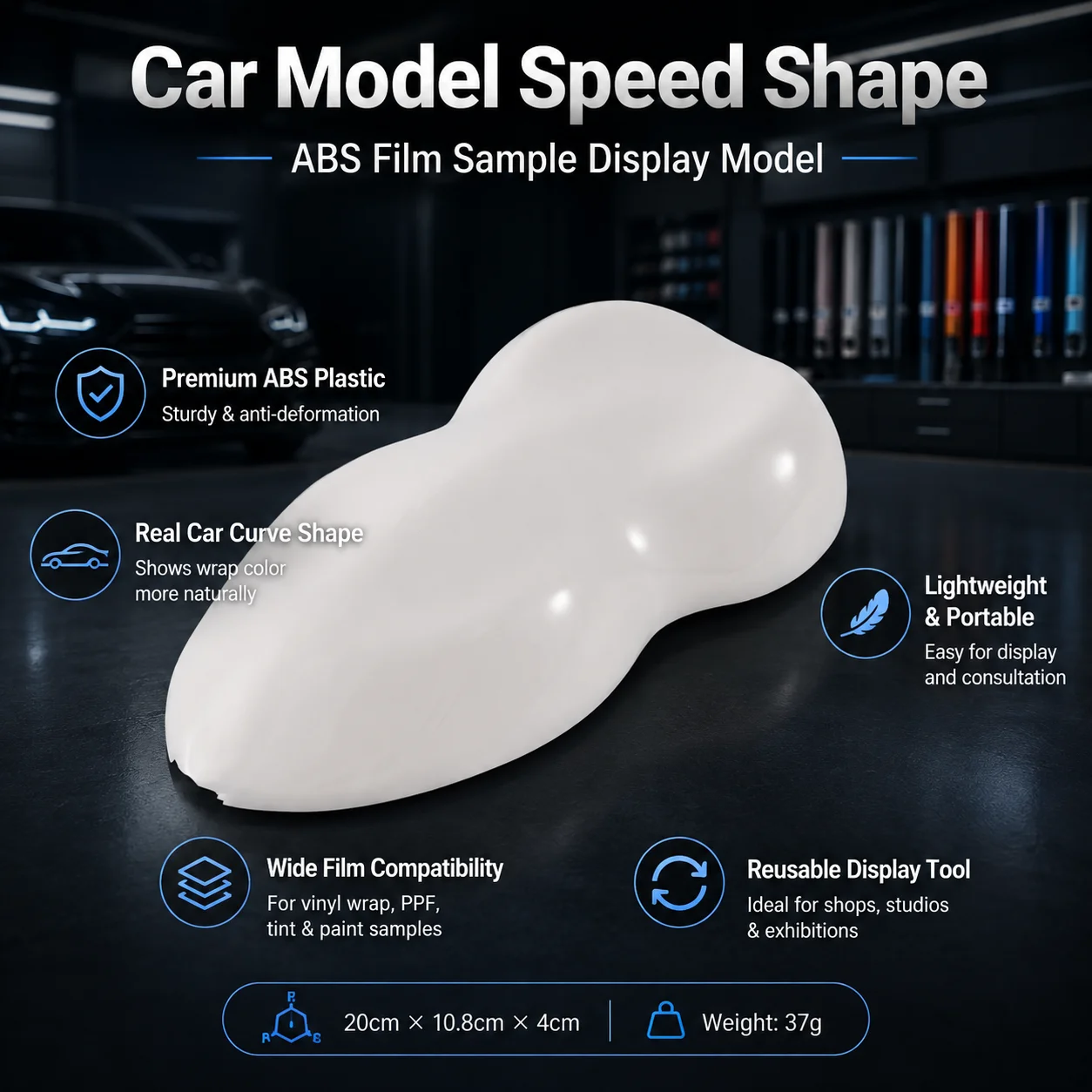 Plastic Speed Shape Color Sample Display Model for Car Paint and Vinyl Wrap Film, Swatch Matching Car Wrap Tool Accessory
