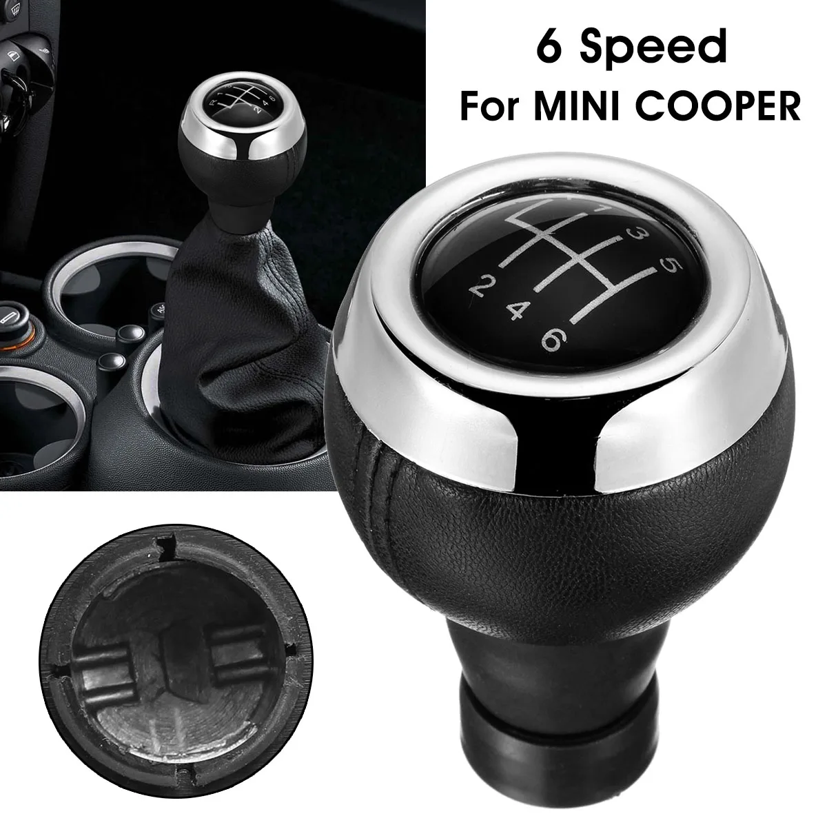 

For Mini Cooper R55 R56 R57 R58 R59 R60 R61 F54 F55 F56 F57 6 Speed Gear Shift Knob Stick Shifter Lever PU Leather + Plastic