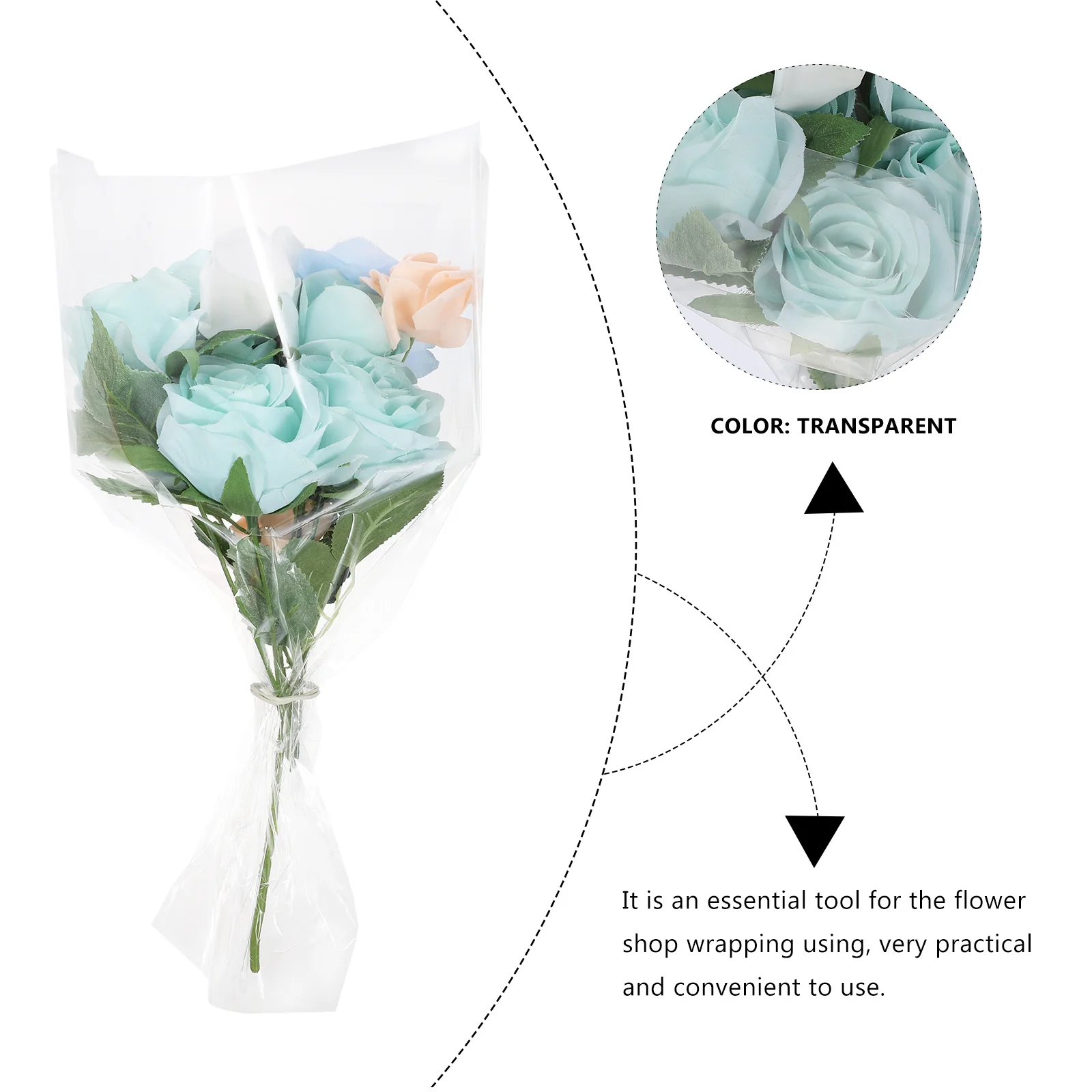 

50Pcs Flower Packaging Bags Clear Cellophane Wrap Flower Bouquet Wrap Florist Supplies Cellophane Bags Florist Supplies