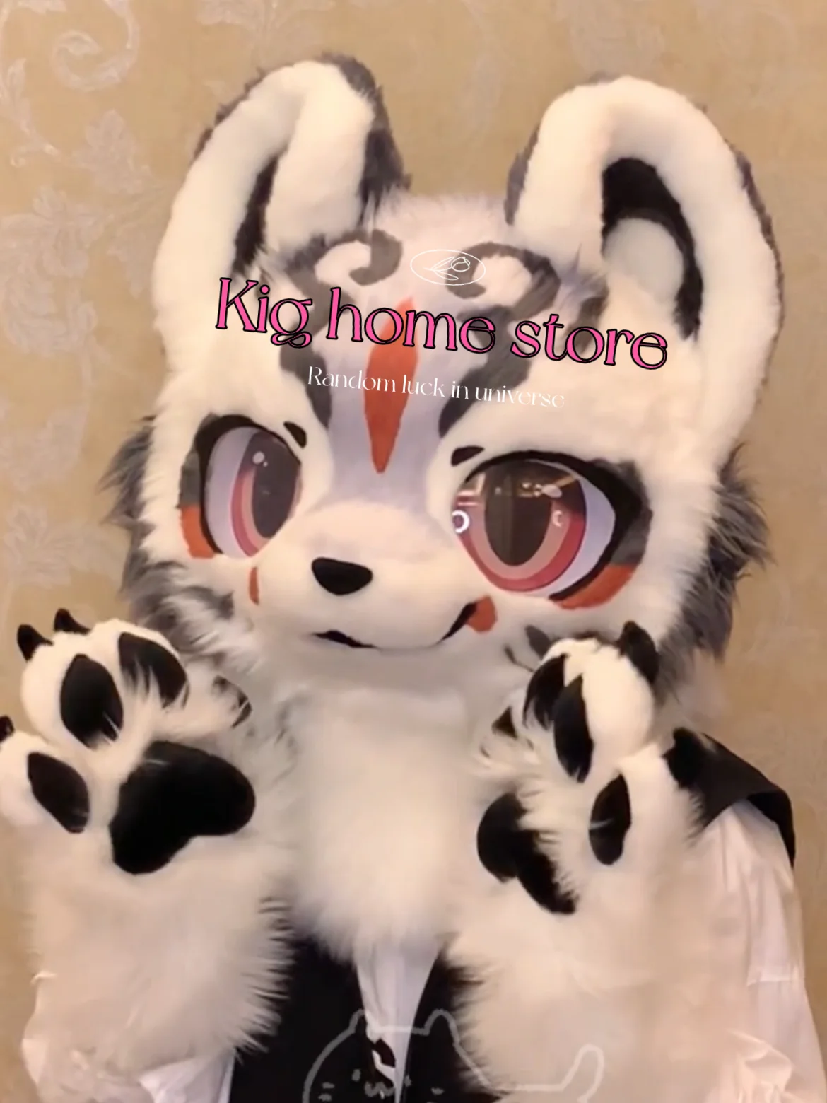 Fursuit zestawy słuchawkowe śliczny futrzany Cosplay pies głowa wilka kostiumy spersonalizowane Fursona głowy Comiket Furries Doll Kig Series Kawaii