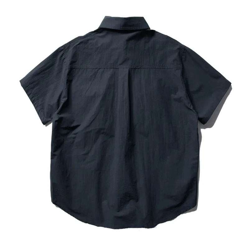 Summer Mountain Outdoor Japanese Retro Military Style Multi Pocket Shirts Tops Men's Loose Workwear Short Sleeved Casual Shirt