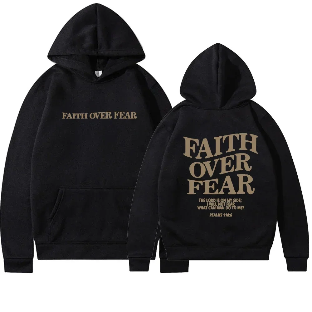 Faith Overcomes Fear - Christian Hooded Sweatshirts Jesus Hoodie Fashion Men Women Hoodies Casual Pullover Hooded Sweater