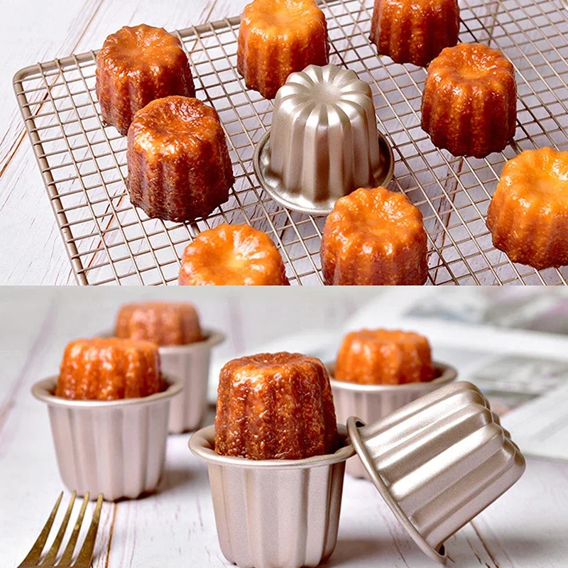 

6pcs Canele Mold Cake Pan Non Stick Small Canele Molds Muffin Bakeware Cupcake Pan Carbon Steel Pastry Mould Mini Cupcake Holder