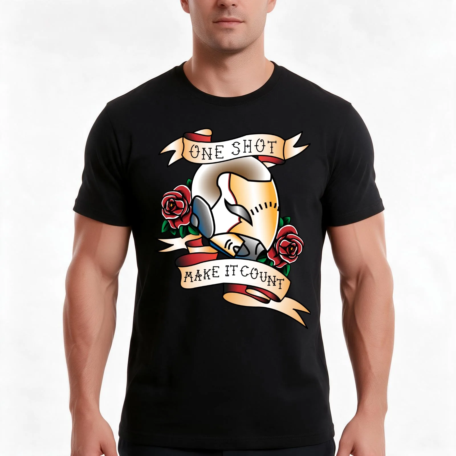 One Shot T-Shirt Summer Casual Cotton Tee Oversized Streetwear Tops Vintage Graphic Print Loose Fit Short Sleeve