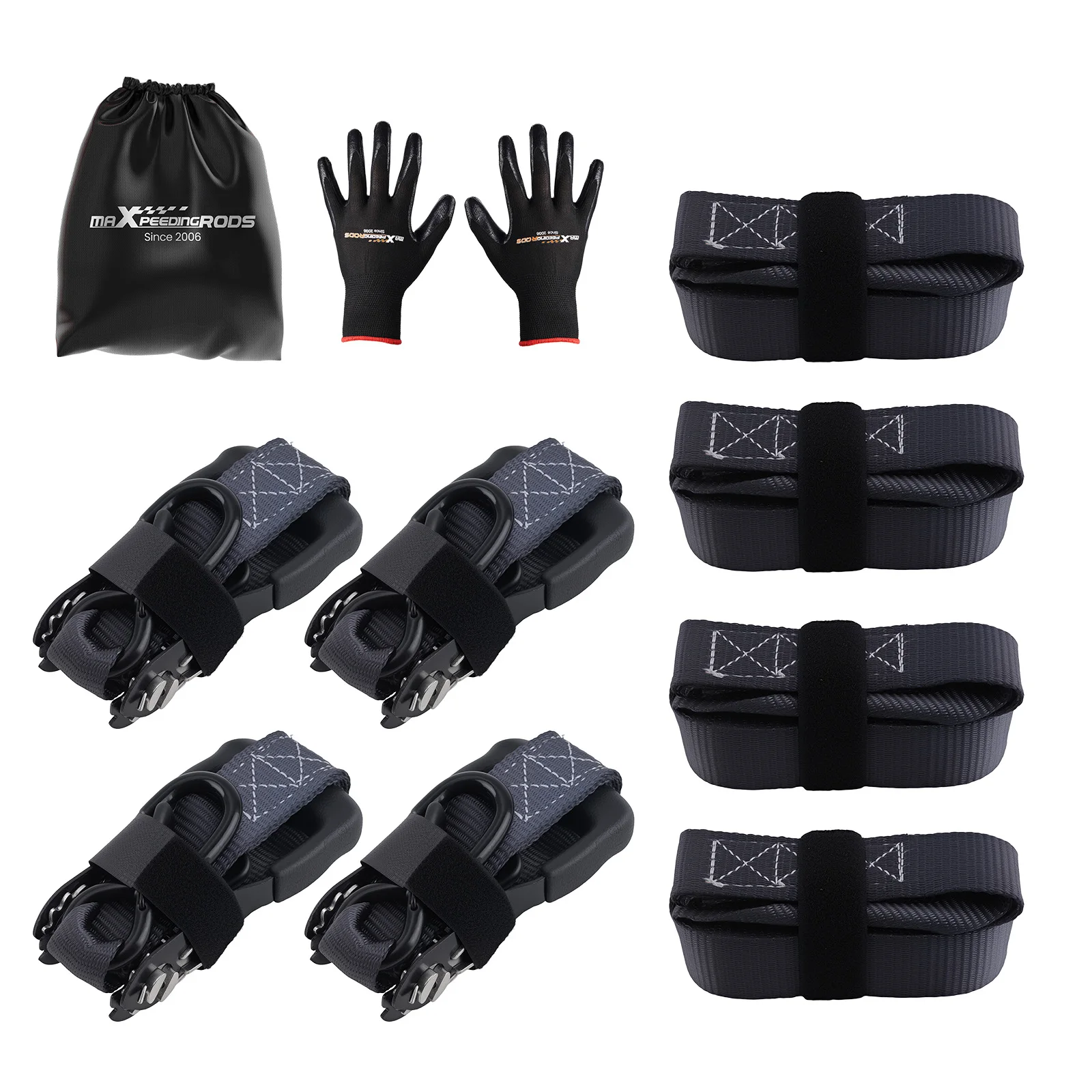 Heaty Duty Ratchet Tie Down Straps 1.5 inch x 15 ft 4400 lb for Truck Black