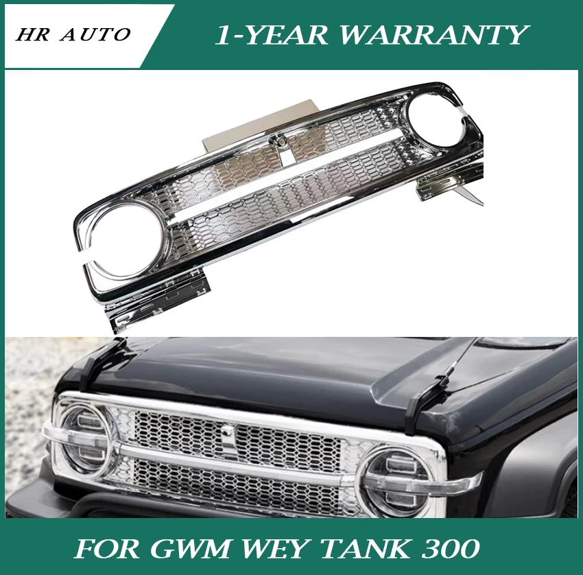 

Fit for GWM WEY Tank 300 Honeycomb Grille with Through Light LED Day Running Light Front Face Grille Car Exterior Accessories