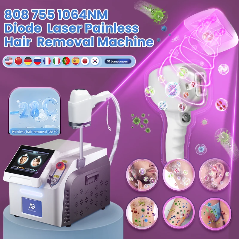 UV Disinfection Function permanent depilation removal nose Hair 755 1064 808nm diode laser painless hair Removal Machine