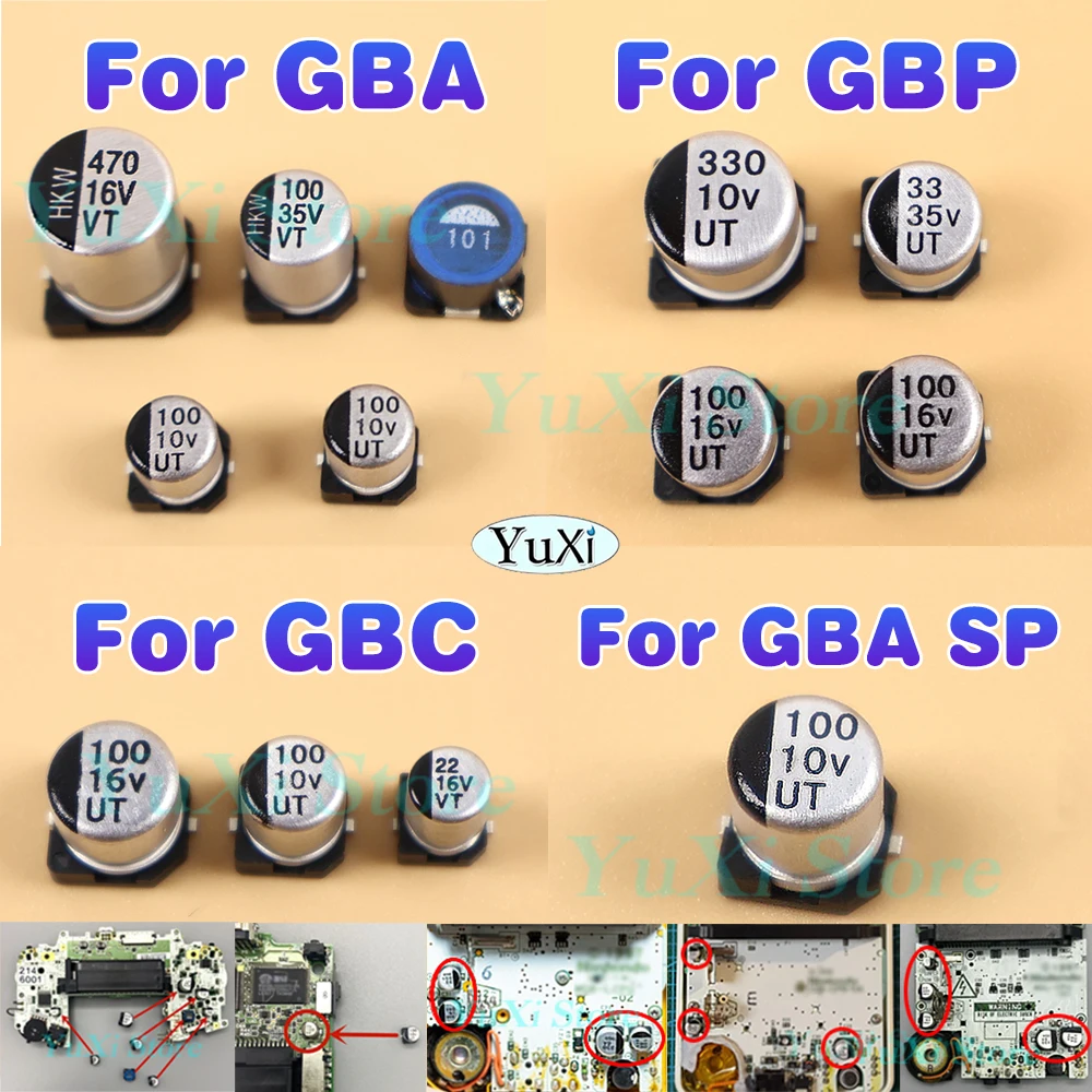 

Electrolytic Capacitor For GBC GB GBA SP GBP GBL Motherboard 35V 16V 10V For Gameboy Color Advance Pocket Light Motherboard