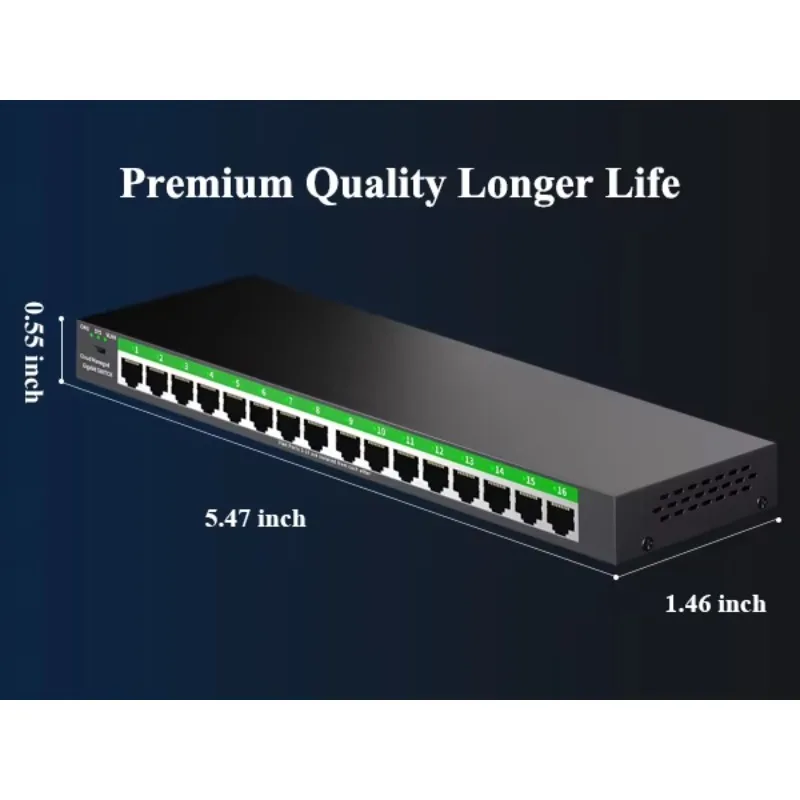 16-Port Full Gigabit Ethernet Switch with Cloud Management APP/Web 10/100/1000Mbps Network Switch