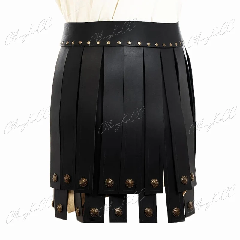 Greek Roman Gladiator PU Leather Battle Skirt Medieval Warrior Legion Cosplay Costume Men Women Belt Armor LARP Party Club Props