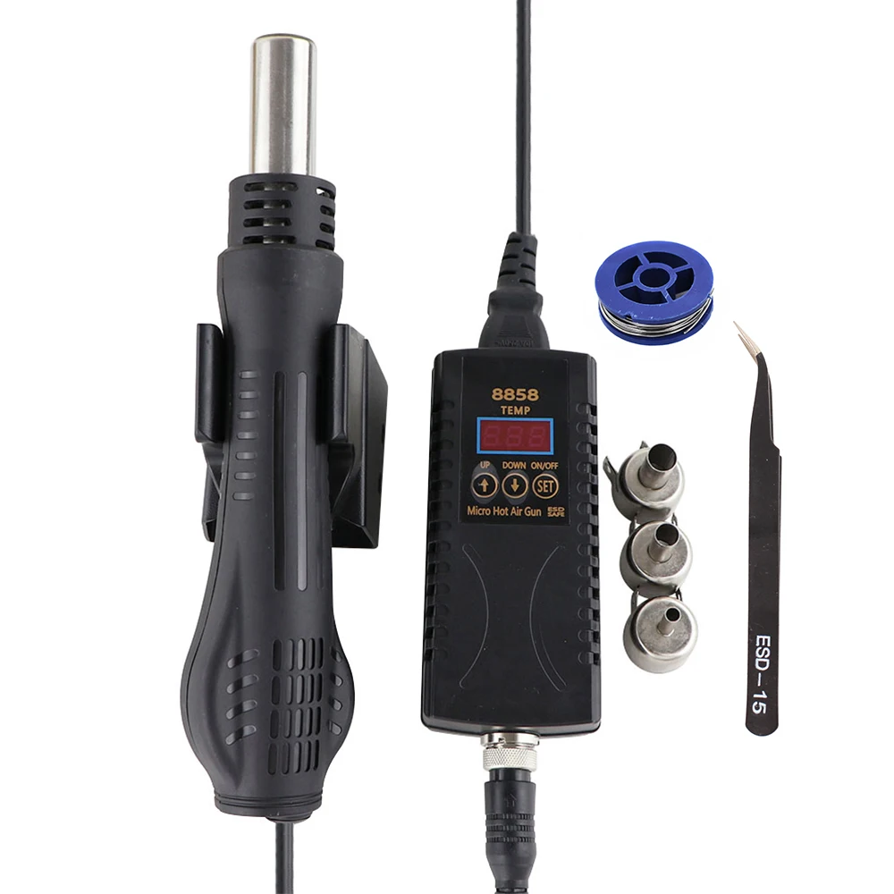 New 8858 Hot Air Heat Blower Gun Adjustable LED ESD Portable Constant Temperature BGA Rework Solder Station Repair Tools