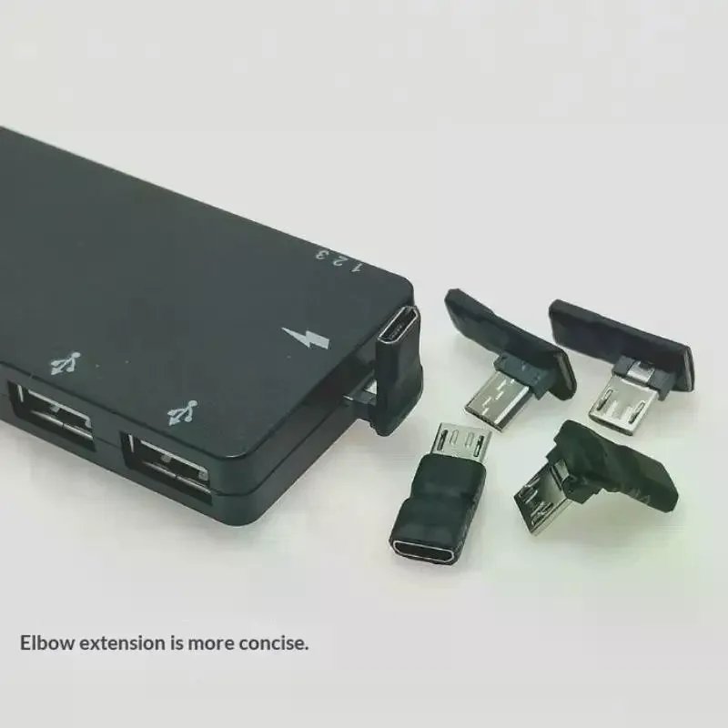 90 Degree Micro USB Male to Female Adapter 5 Core Left Angle Plug & Play Connector for Phone Case Friendly Charging Use