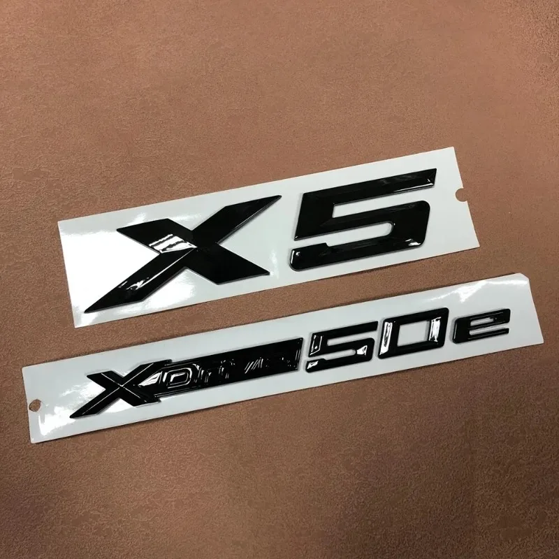 2pcs Gloss Black for X5 XDrive 50e Sport Rear Trunk Emblem Badge Sticker Decal Car Stickers