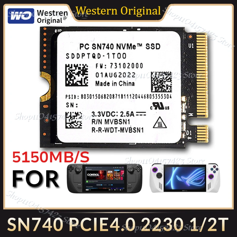 

Western Original DW SN740 4TB 2TB 1TB M.2 2230 NVMe PCIe Gen 4.0x4 SSD Drives for Steam Deck Laptop Tablet Rog Ally Mini PC