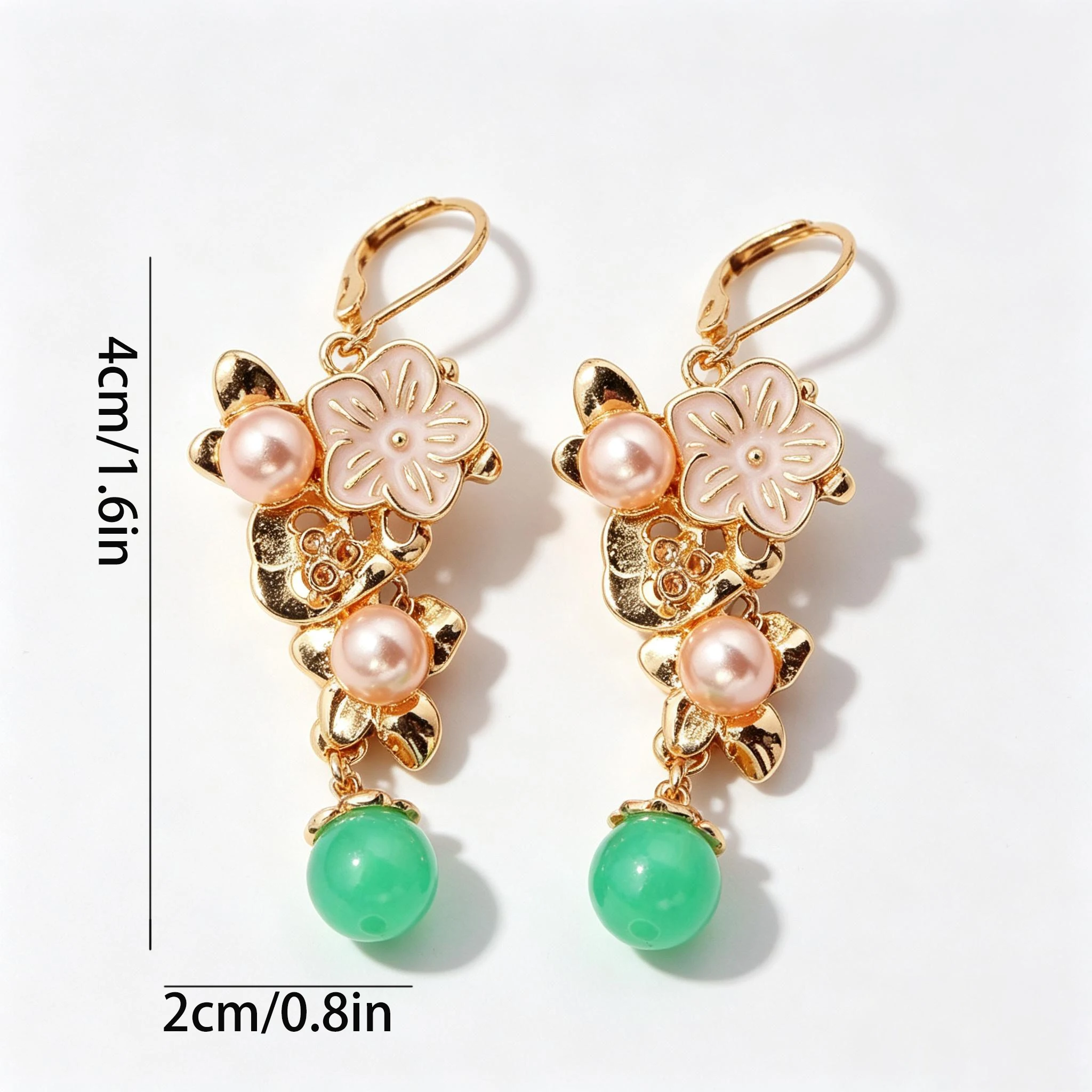 A Pair of Enamel Cherry Blossom Earrings with Imitation Pearls to Enhance the Temperament, Suitable for Daily Wear.