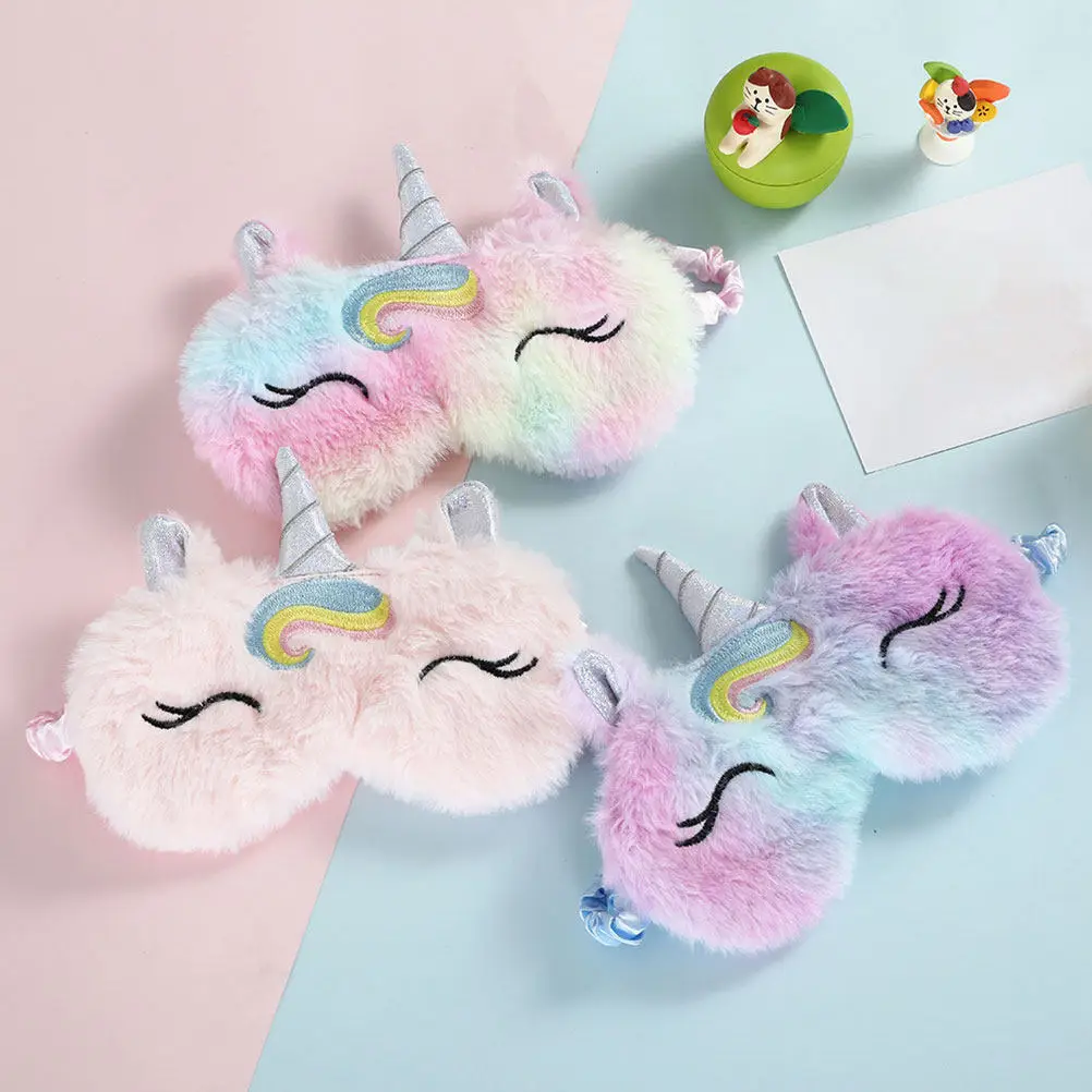 3Pcs Eye Mask Lovely Unicorn Headband Breathable Sleep Eye Cover Soft Comfortable Light Blocking Blindfold for Home Travel