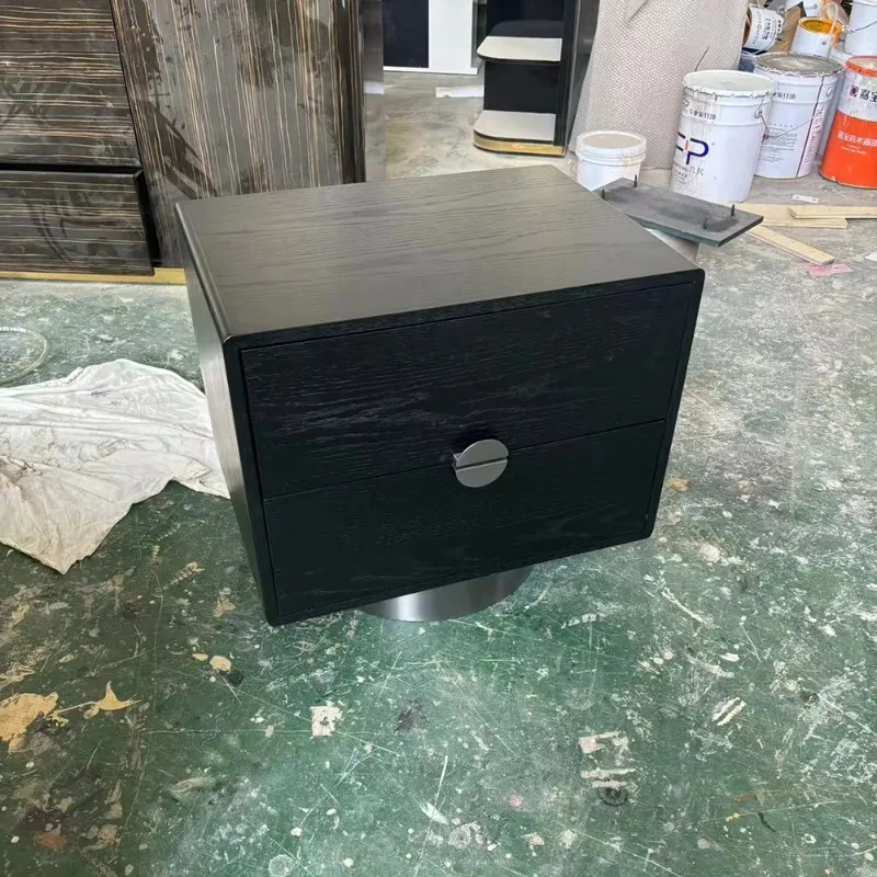 طاولة بجانب السرير من الشمال الحديث المتين لغرفة النوم وخزانة جانبية وطاولة بجانب السرير وقاعدة معدنية من الخشب الصلب طقم أثاث منزلي