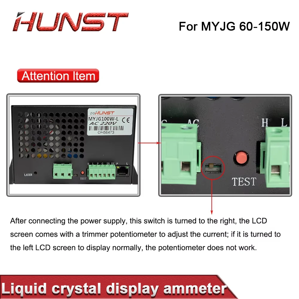 HUNST LCD Display Current Meter For Test CO2 Laser Power Supply External Screen DIY MYJG Series Monitor Equipment Parts