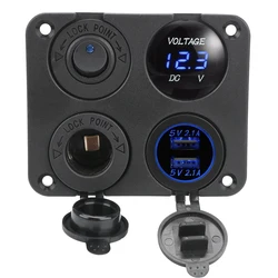 YOSOLO per navi Marine RV Truck Camper Vehicles Switch 12V accendisigari 4 In 1 caricabatteria da auto Dual USB Charger Switch Panel