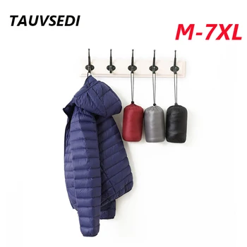 7XL erkekler beyaz ördek aşağı ceket sıcak kapüşonlu ceket erkek tüm sezon Ultra hafif Packable büyük boy nefes erkekler aşağı ceket