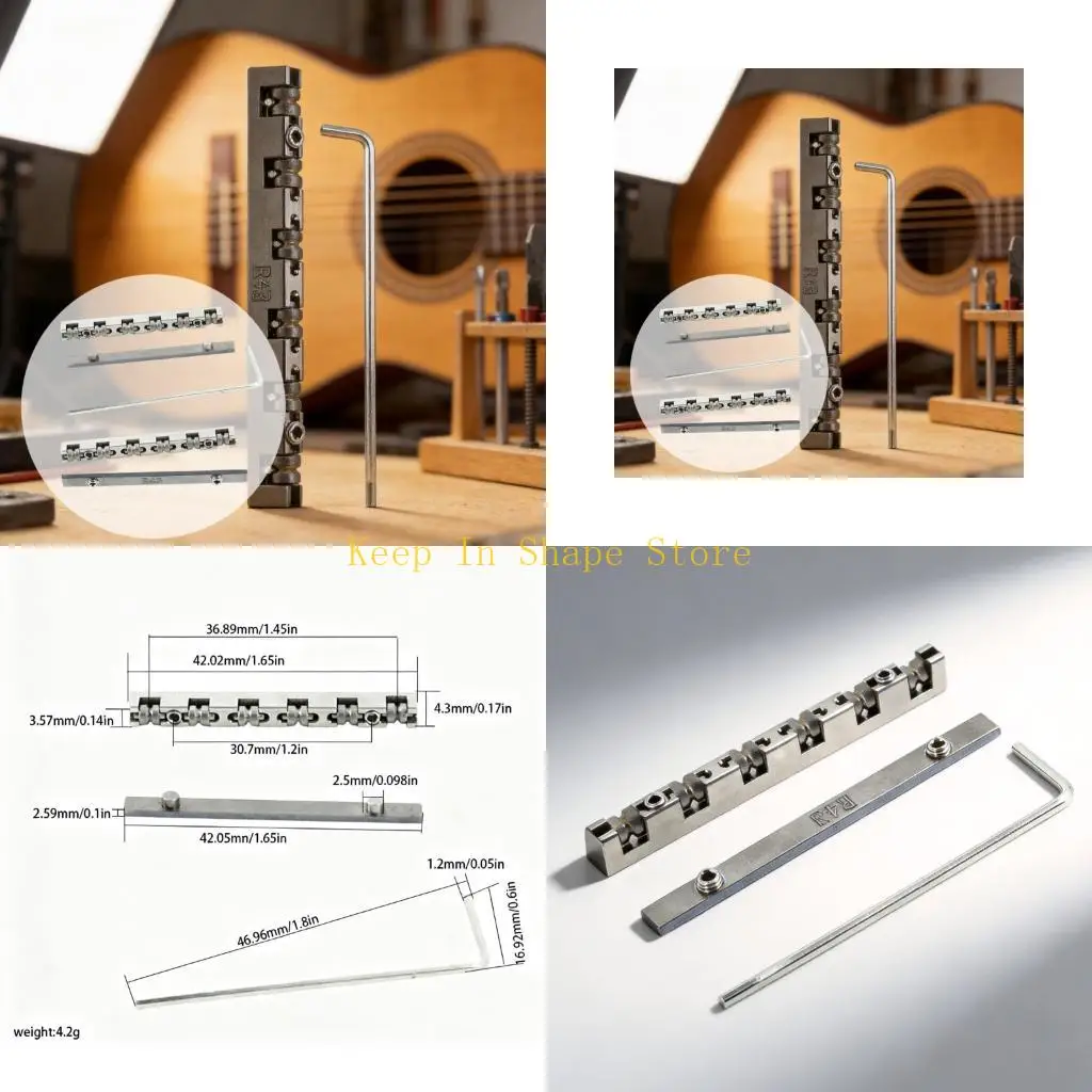 U1JC 6 String Guitar Roller Nut Replacement Set with Split Metal Build for Repair