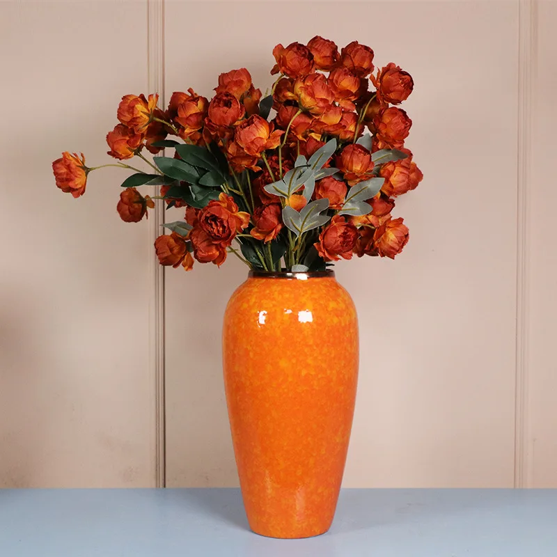 

HYS ceramics vase idyllic sun orange tabletop flower pot water raised flowers rich bamboo ornament