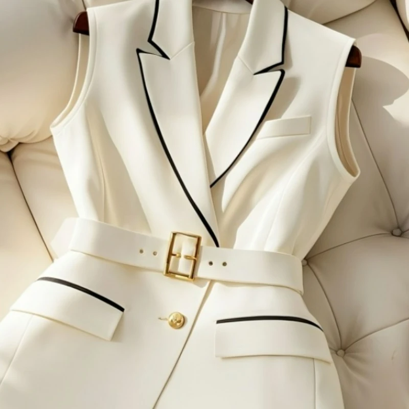Gilet de costume blanc Chic, petit Style étranger Unique, parfumé, vêtements pour femmes, beau début d'automne, haut de taille rajeunissant