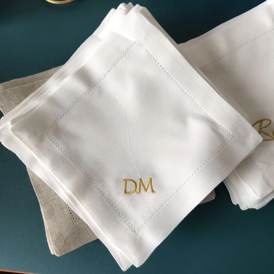 Tovagliolo da cocktail in cotone e lino da 12 pezzi 20 * 20 cm Fazzoletto