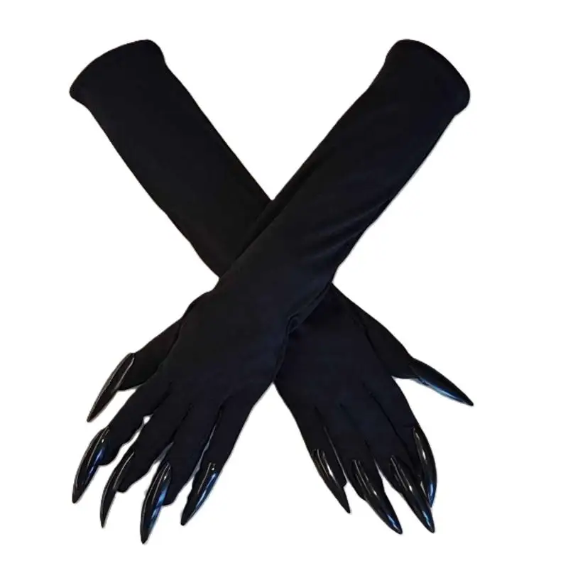 43CM Guanti elastici per unghie lunghe con artiglio spaventoso da donna Guanti con artigli fantasma del diavolo di Halloween Costume da spettacolo cosplay per feste