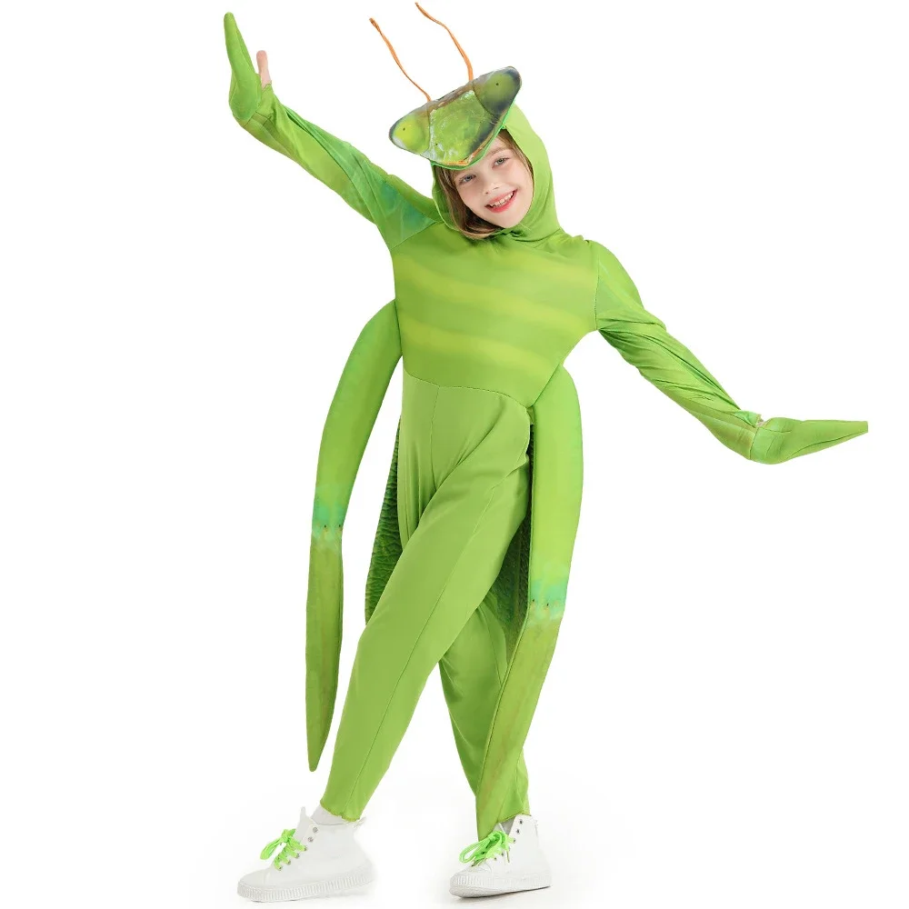 Jungen Mädchen Overalls Halloween Outfits imitieren Insekten Mantis Cosplay Kostüm Kinder Maskerade Leistung tragen Outfits