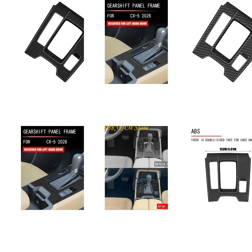 Gear Shifter Console Frame Cover for 2026 Driver-Side Steering Vehicle, ABS Tape-Back Interior Trim Panel, Single Panel 68UF