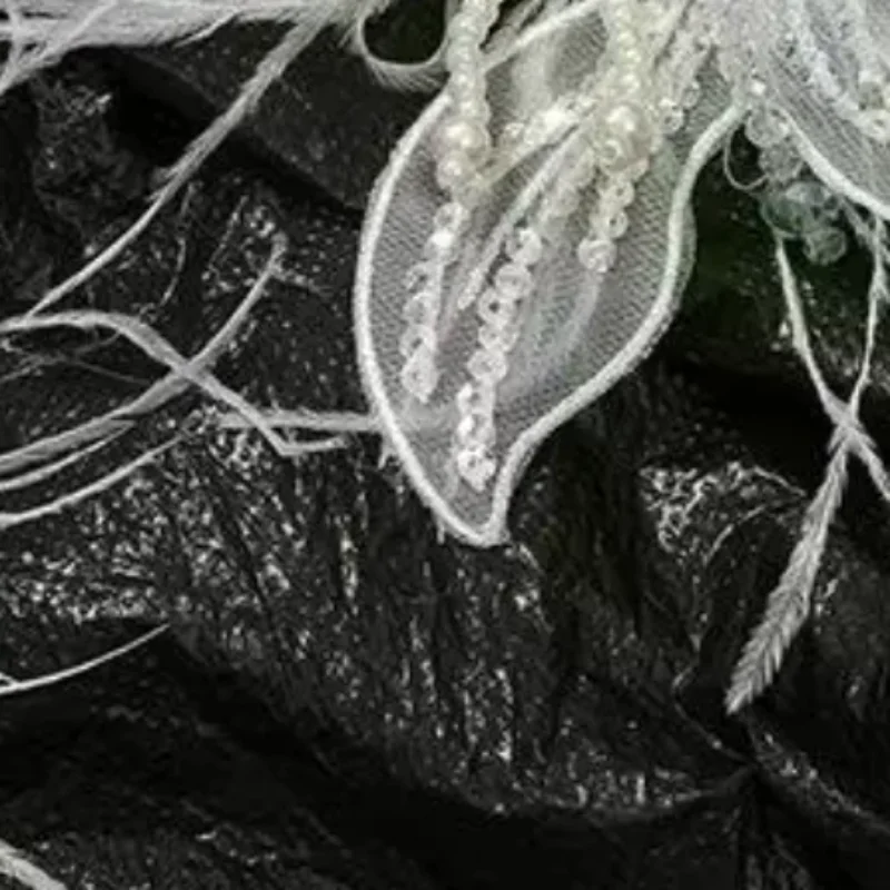 1Pcs Crystal Flower Lace Studded Patch Feather Pearl 3D Organza Flower Patch Twisted Wire Handmade DIY Sewing Decals