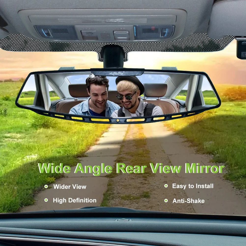 Wide Angle Car Rear View Mirror Universal Interior Clip On Panoramic to Reduce Blind Spot Effectively