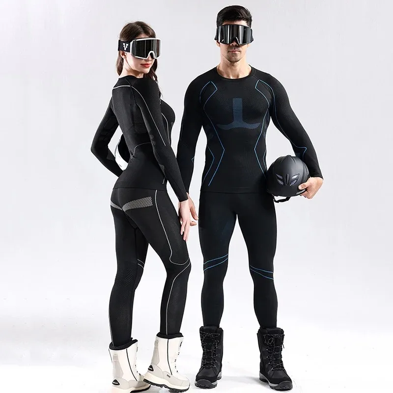 مجموعة طبقة أساسية حرارية شتوية للتزلج للرجال والنساء ملابس ضغط سريعة الجفاف ماصة للرطوبة ملابس داخلية رياضية دافئة لركوب الدراجات #5