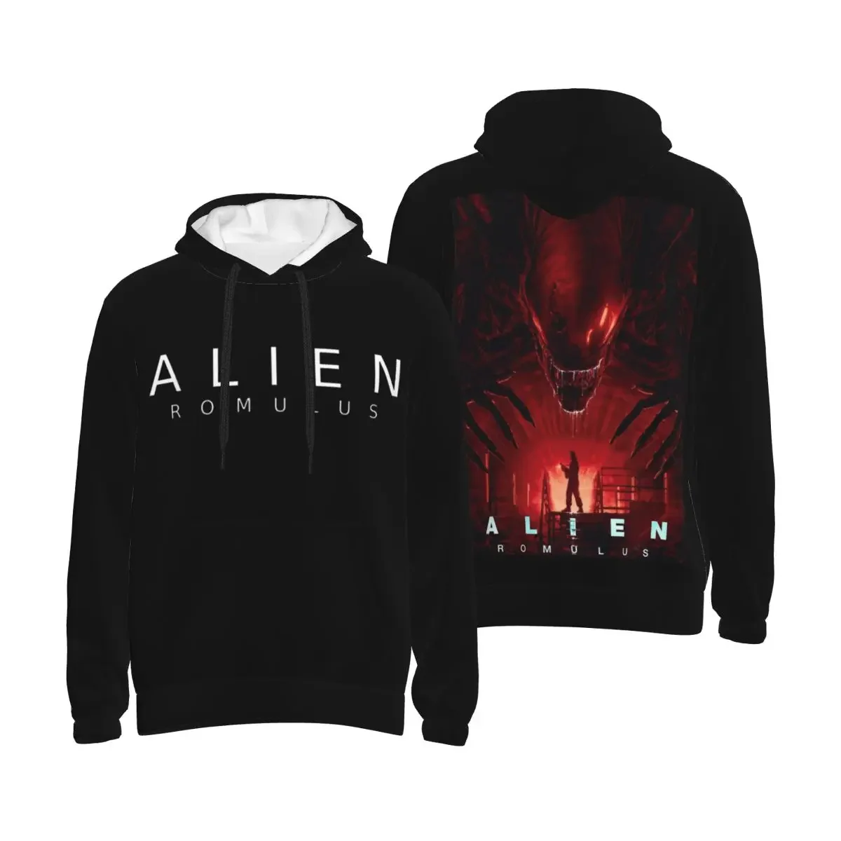 2024 Men Alien Romulus 2024 Movie 3D Print Hoodie Collar Drawstring Hoodies Fiction Film Pullover Sweatshirts Long Sleeve Shirts