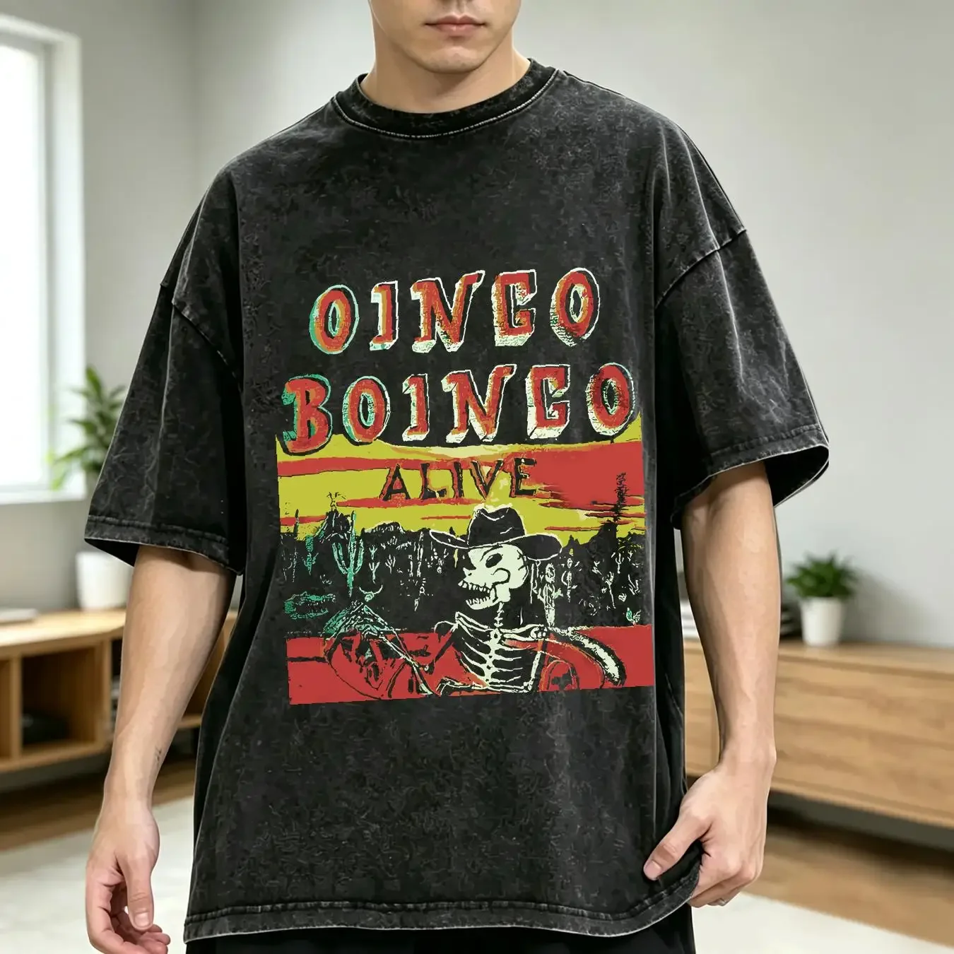 washed T Shirt Hot Oingo Boingo logo Family Men All Size Q697 long or short sleeves vintage Washed designer clothes Breathable