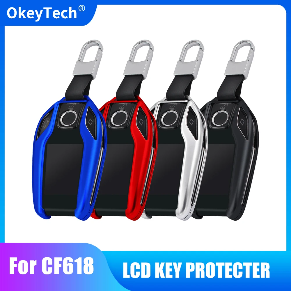 

Okeytech CF618 Cover Case Protector LCD Smart Remote Car Key Cover Fob Chain Case CF618 Key Shell for Protection