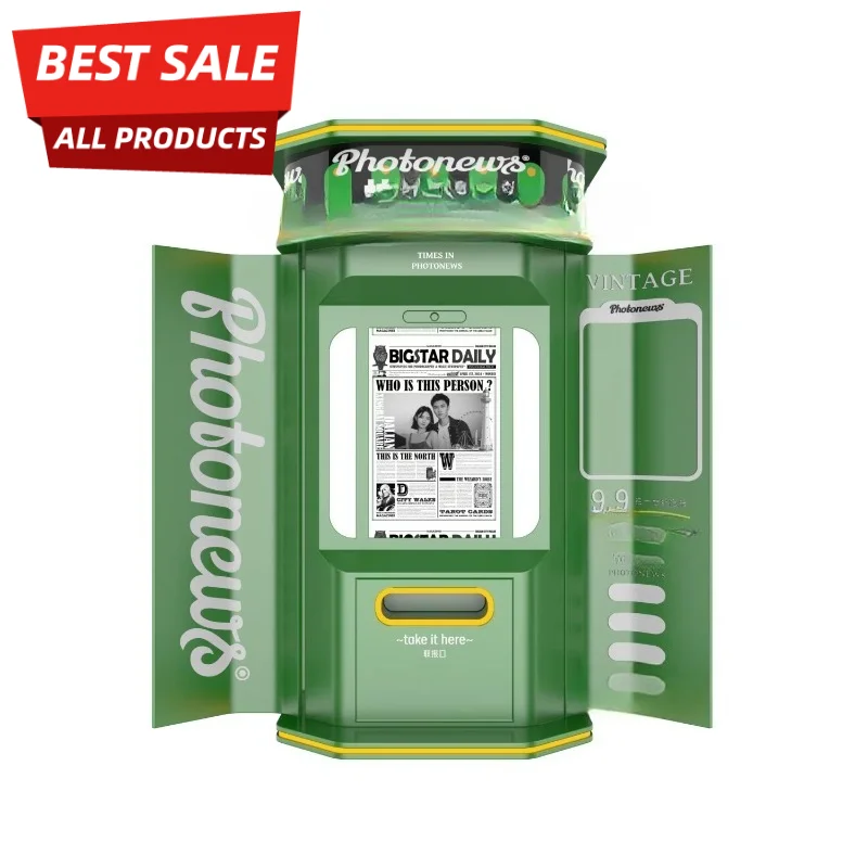 Simply Operate Coin Photo Booth Multiple Newspaper Photo Frames Self-Service Photo Booth With Camera Customized