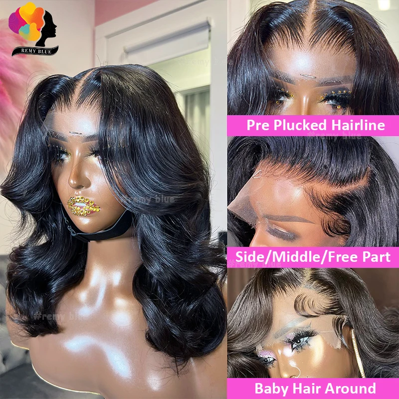 Body Wave 13x6 Cheap Short Bob Wig Lace Front Human Hair Wigs Pre-Plucked Transparent Body Wave Lace Frontal Wig Human Hair Wigs