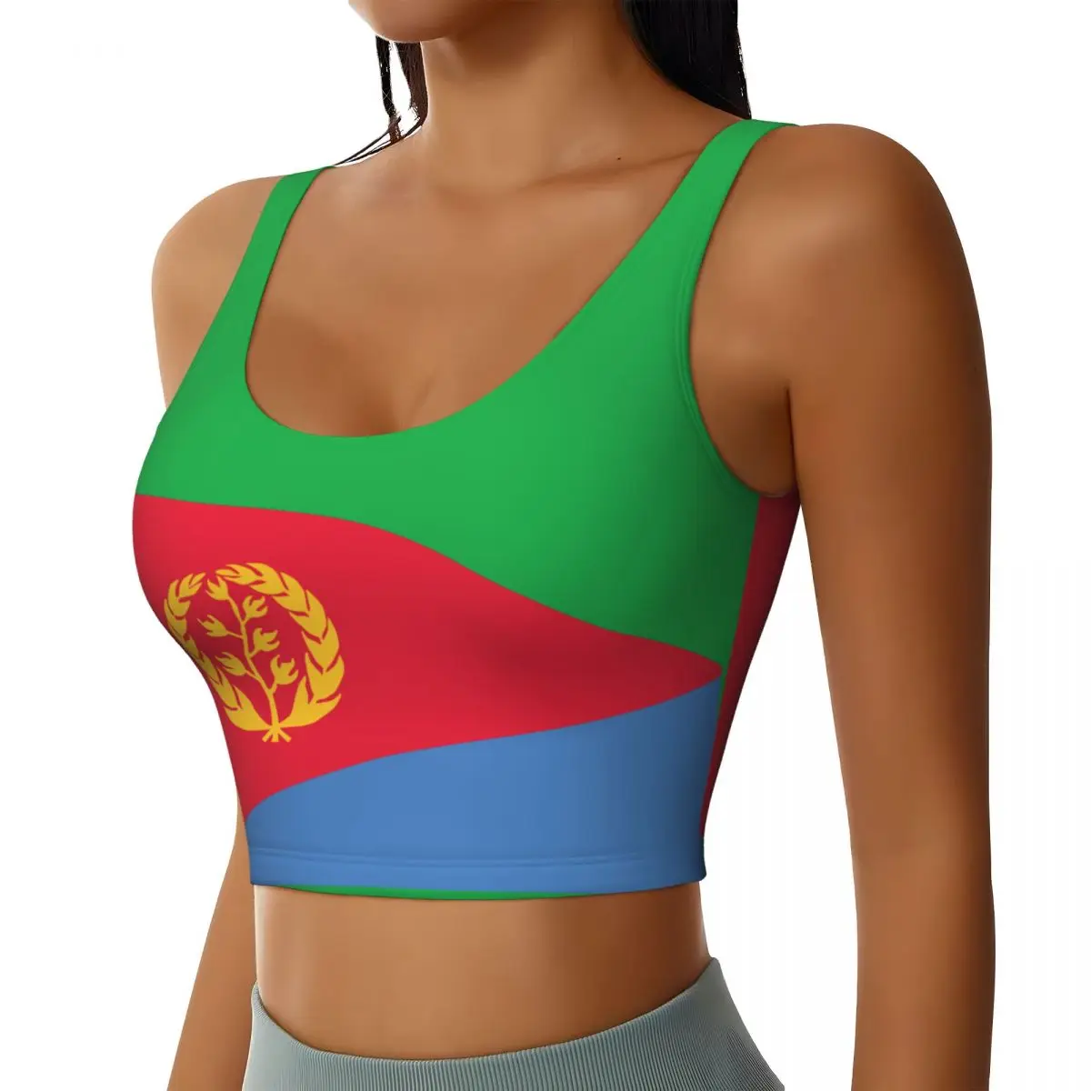 Yoga Vest Women Gym Sports Crop Tops Eritrea Flag Streetwear Workout Breathable Tank Top Female