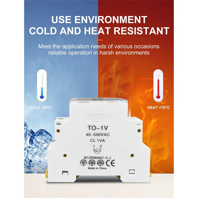 TOMZN Din Rail Single Phase Voltage Meter AC 40-500V Modular Voltmeter Gauge Indicator LED Digital Display Voltmeter-X64A