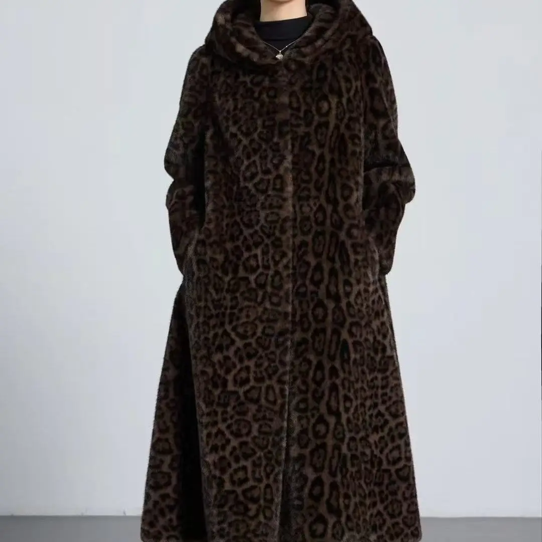 フェイクファーマキシコートコートレディーススタンドアップパフイベント女性オートバイジャケットストリートウェアファンシーテンダースチームパンクグラデーション手作り