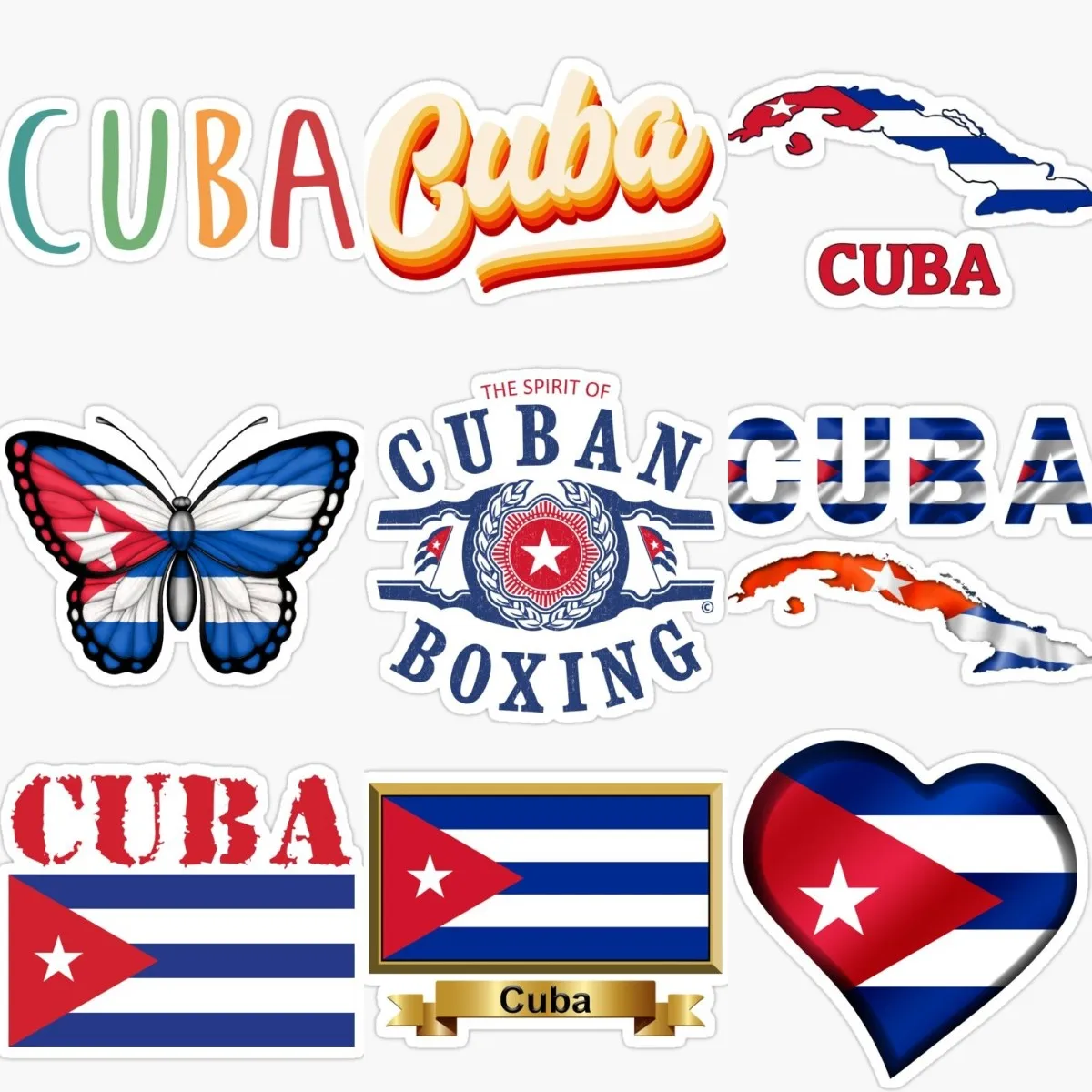 

CU Cuban Flag Map Sticker Motorcycle Window Truck Car Glass Bicycle Helmet Van Laptop Wall Door Decorative Waterproofing Decal