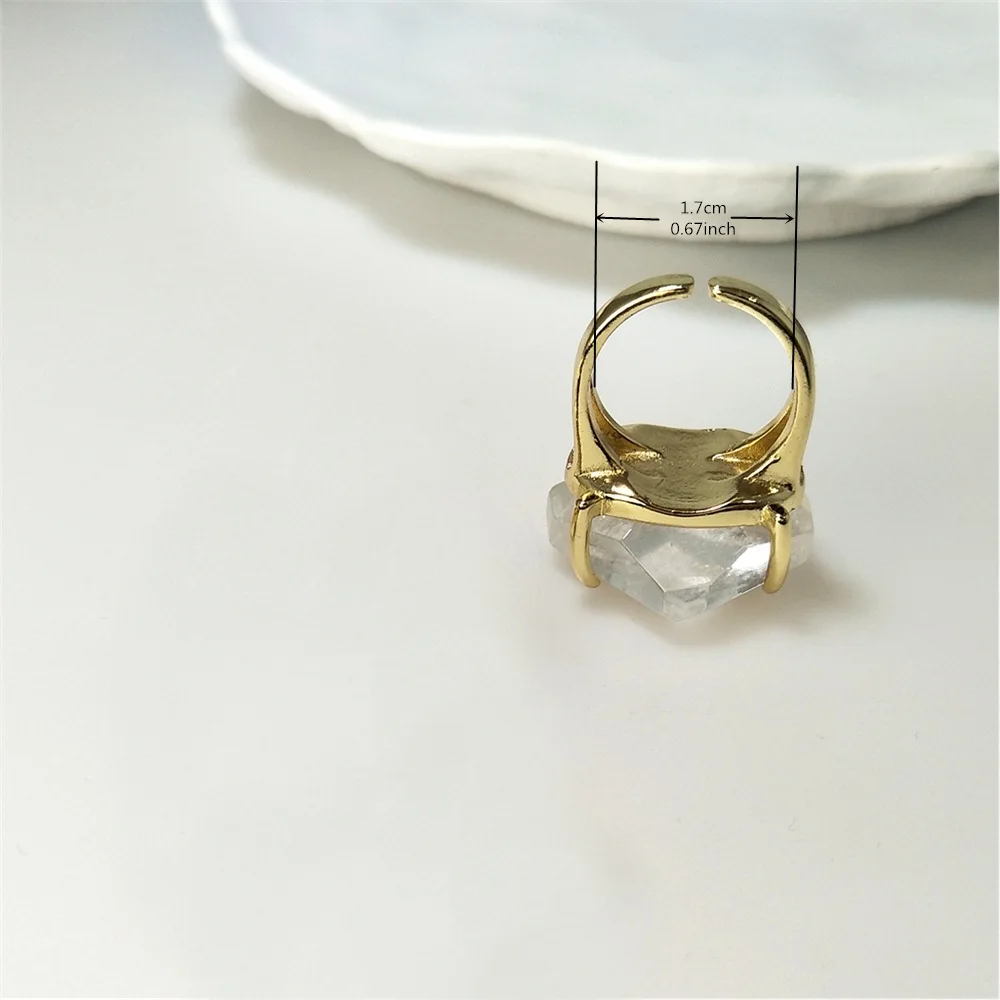 1Pcs Claw Setting Natural Semi Precious Stone Ring High Quality Adjustable Rings Suitable For Valentine's Day Gifts RG095 view 6