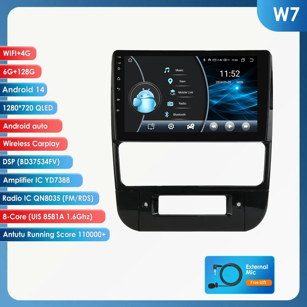 Hizpo 9 inch draadloze CarPlay Android Auto autoradio voor Peugeot 406 1994 – 2005 Multimedia draadloze Apple CarPlay slimme intelligente systemen IPS touchscreen stereo videospeler 2 Din autoradio