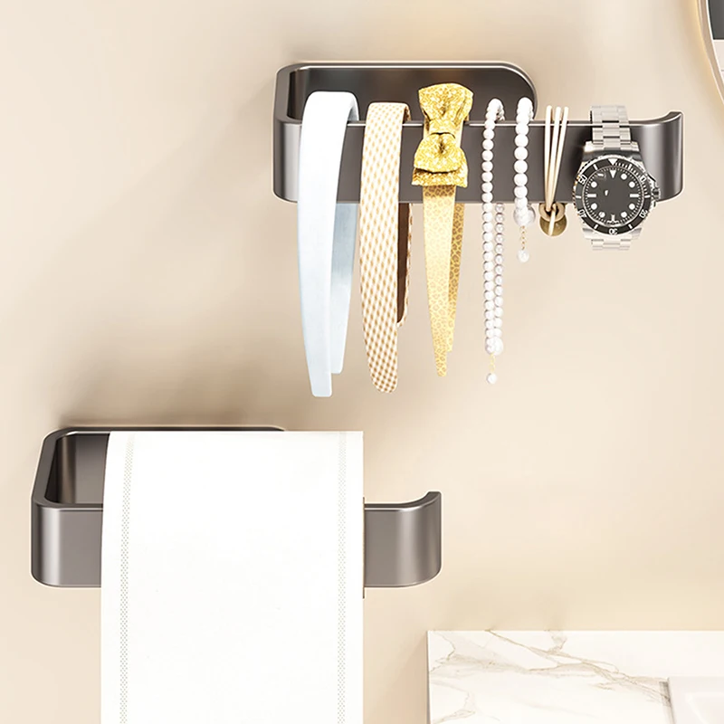 Platzsparender, selbstklebender, wandmontierter Taschentuchhalter, Küchen-Organizer, doppelter Zweck für Toilettenpapier und Handtücher, ohne Bohren – Detail 5
