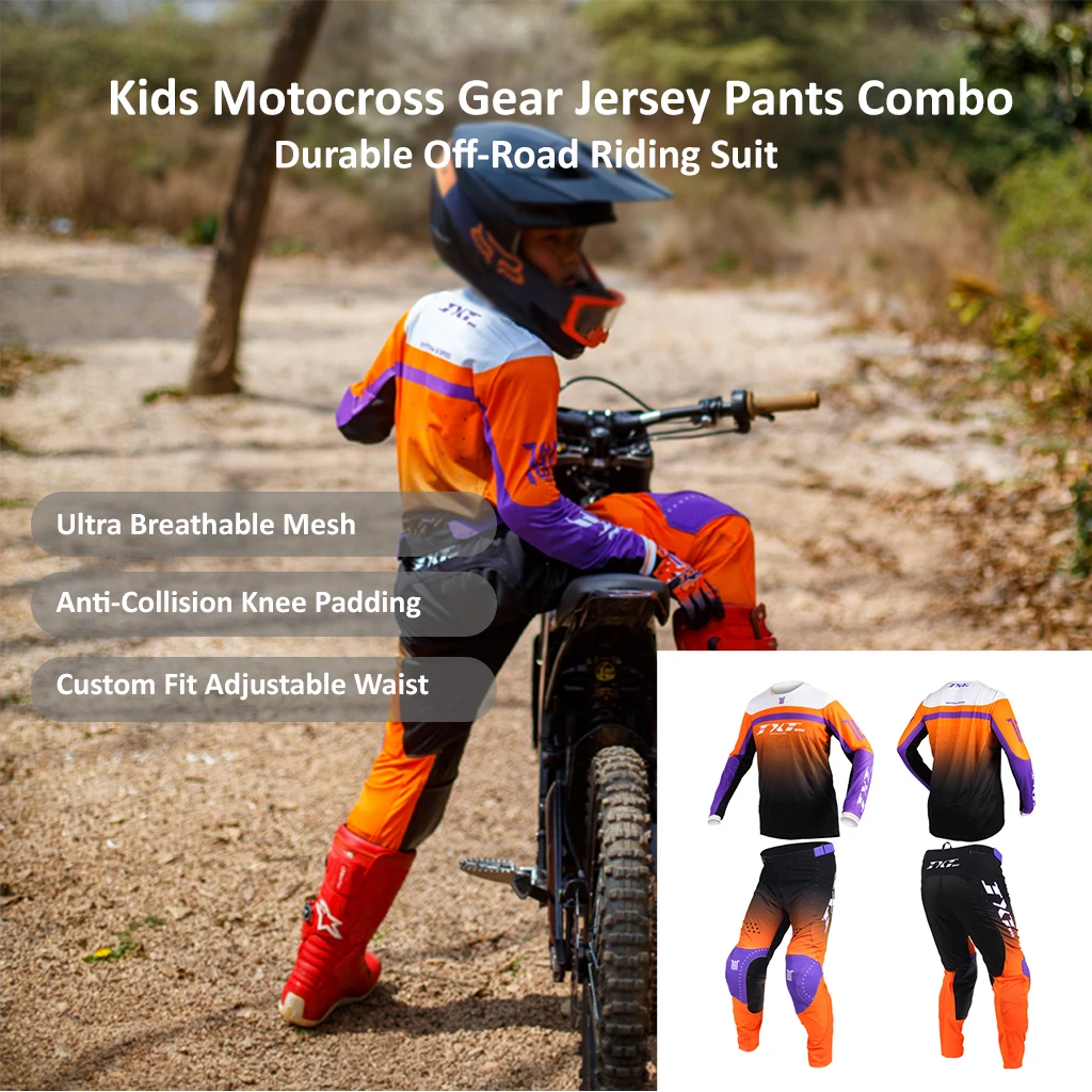 Unisex Youth Kids Off Road Riding Suit Breathable Wear Resistant Enduro MTB Motorcycle Full Set Cycling Clothing quick dry