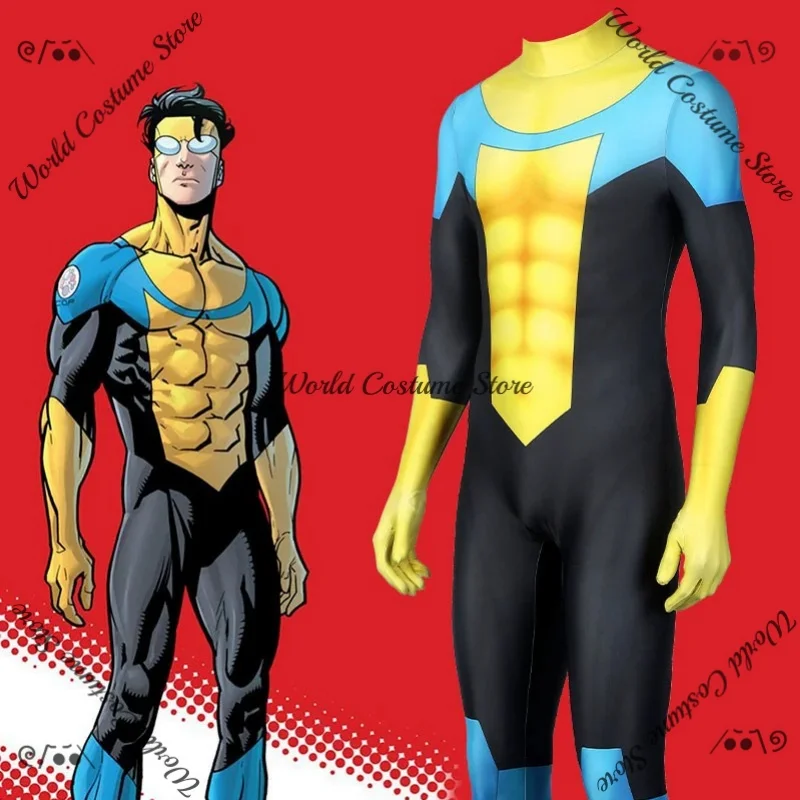 anime-movie-invincible-mark-grayson-cosplay-fantasia-costume-zentai-jumpsuit-adult-men-outfits-disguise-halloween-carnival-party