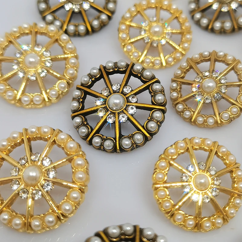 

пуговицы для одежды стразы для рукоделия швейные принадлежности для шитья Круглые пуговицы Стразы в винтажном стиле для одежды, высококачественные жемчужные бусины, модные декоративные пуговицы для шитья, 17,5/20/23 мм