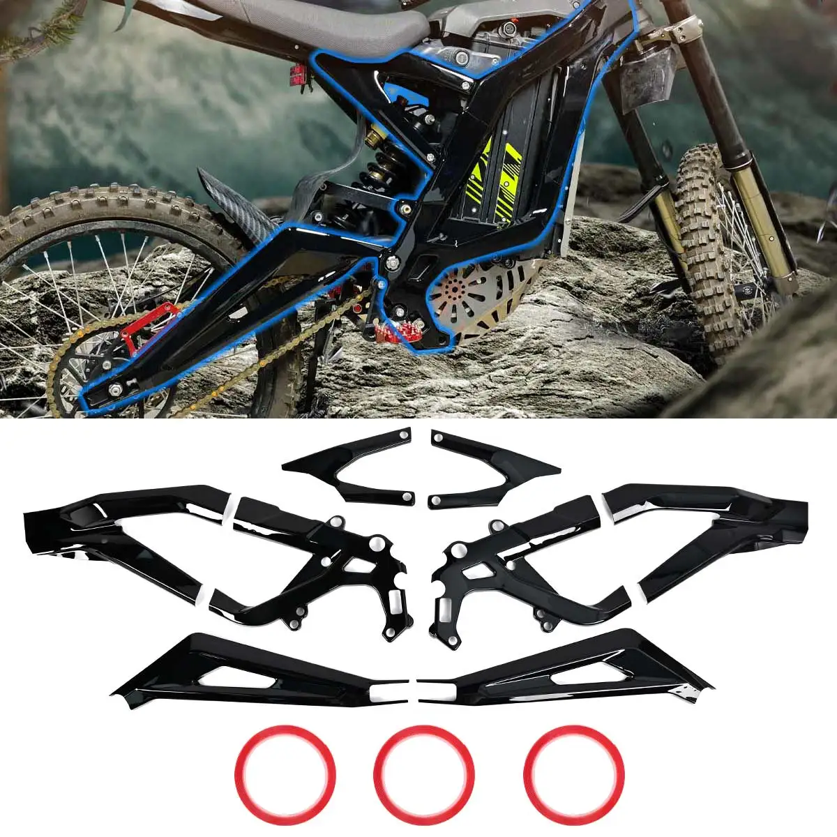 Dla Sur Ron Light Bee X LBX Segway X260 X160 ABS Osłony ramy Ochrona ciała Dekoracyjna osłona Motocykle Naklejka Osłona CZĘŚCI — zdjęcie 7